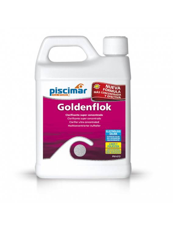 GOLDENFLOK de Piscimar : Le traitement indispensable pour une eau cristalline, disponible chez votre pisciniste expert en entretien de piscine dans le Vaucluse et communes limitrophes. GARGAS, apt, Roussillon