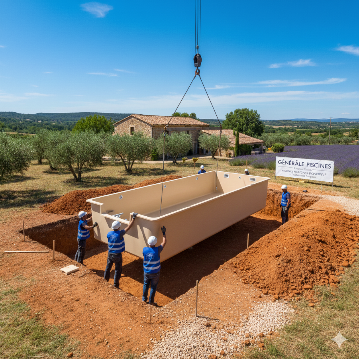 Generale Piscines pose rapide piscine coque PISCINES PROVENCE POLYESTER ® à Gargas Vaucluse