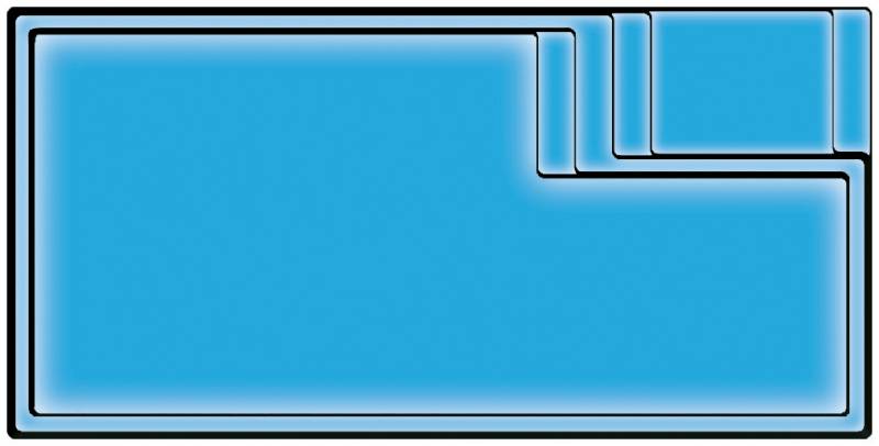 Piscine coque Calista Plage avec plage immergée installée par votre pisciniste expert dans le Vaucluse. Demandez un devis 6x3m.